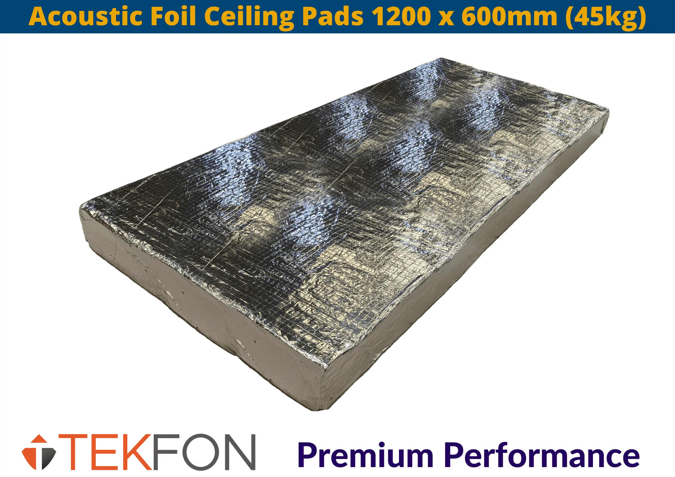 Tekfon Acoustic Reduction Foil Ceiling Pads 1200 x 600mm (45kgm3) 45kg / 5kg - 53mm x 5 Per Pack - Image 2