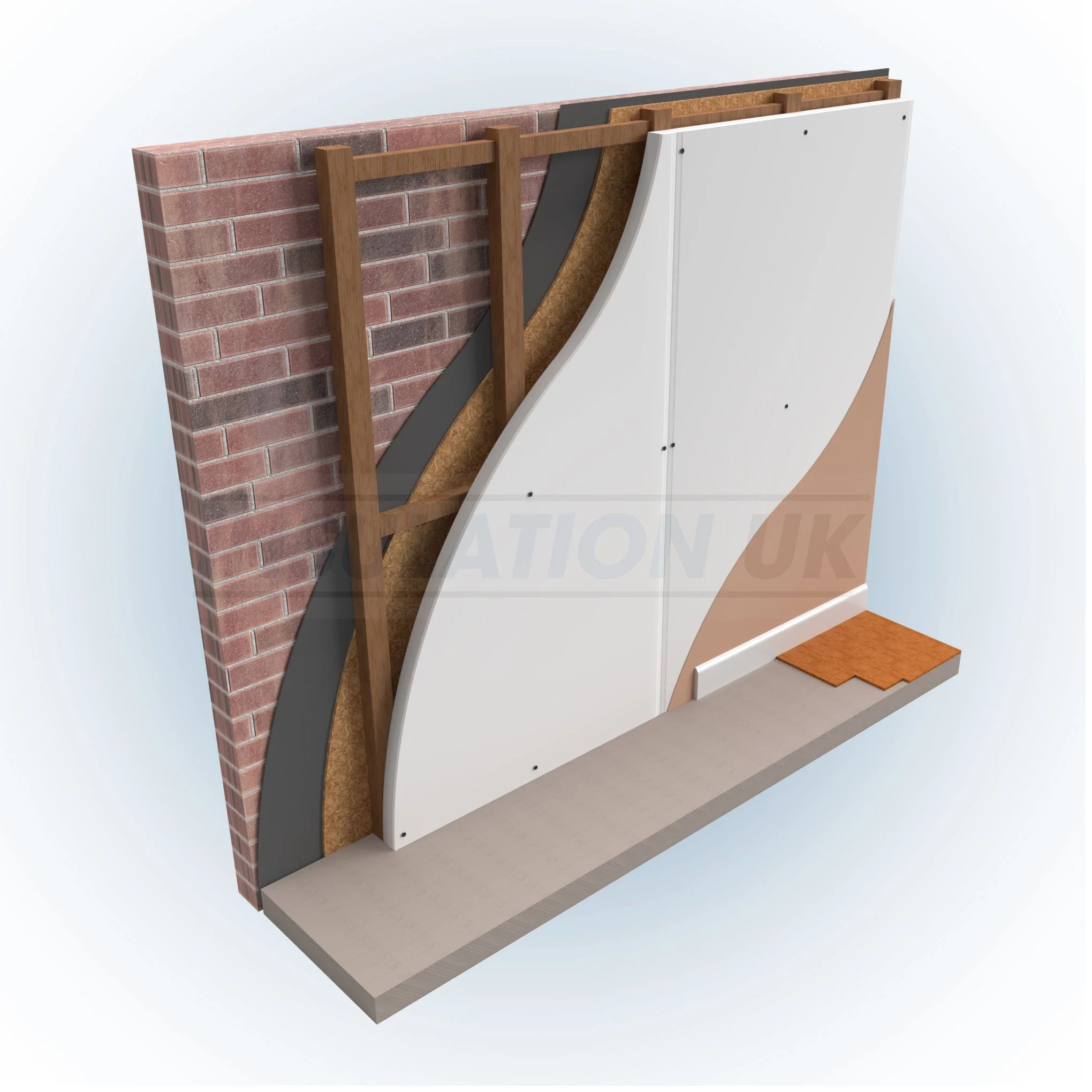 39.5mm Tekwarm EPS Thermal Basic Board 2.4m x 1.2m 9.5mm Plasterboard - Image 4